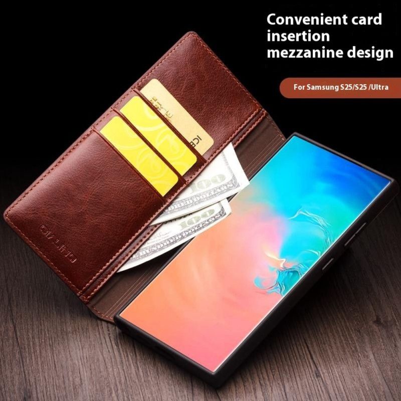 Folio Deksel Samsung Galaxy S25 Ultra 5g Qialino-skinn