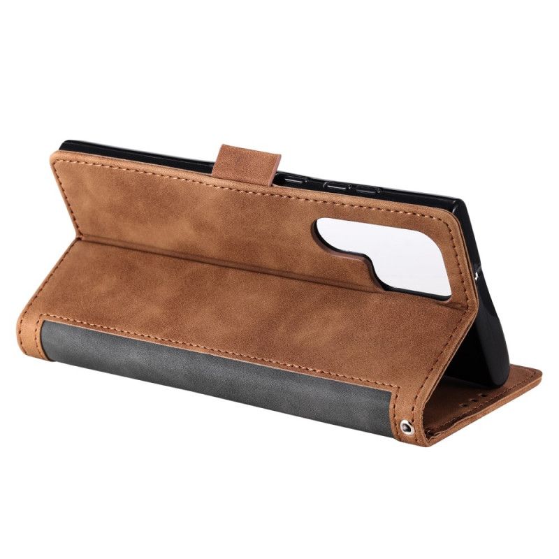 Folio Deksel Til Samsung Galaxy S25 Ultra 5g Tofarget Rfid-blokkerende Lommebok I Semsket Skinneffekt