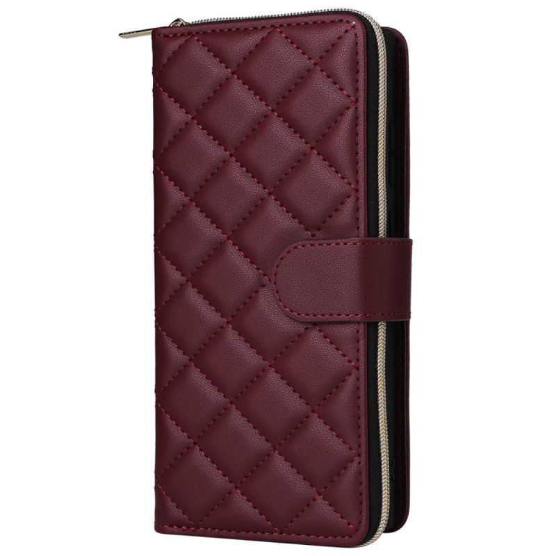 Folio Deksel Til Samsung Galaxy S25 Ultra 5g Vattert Lommebok Med Stropp Og Skulderstropp