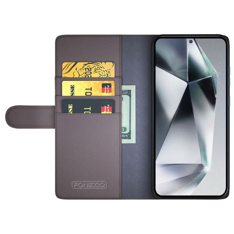 Lærdeksel Folio Deksel Samsung Galaxy S25 Ultra 5g Ekte Skinn