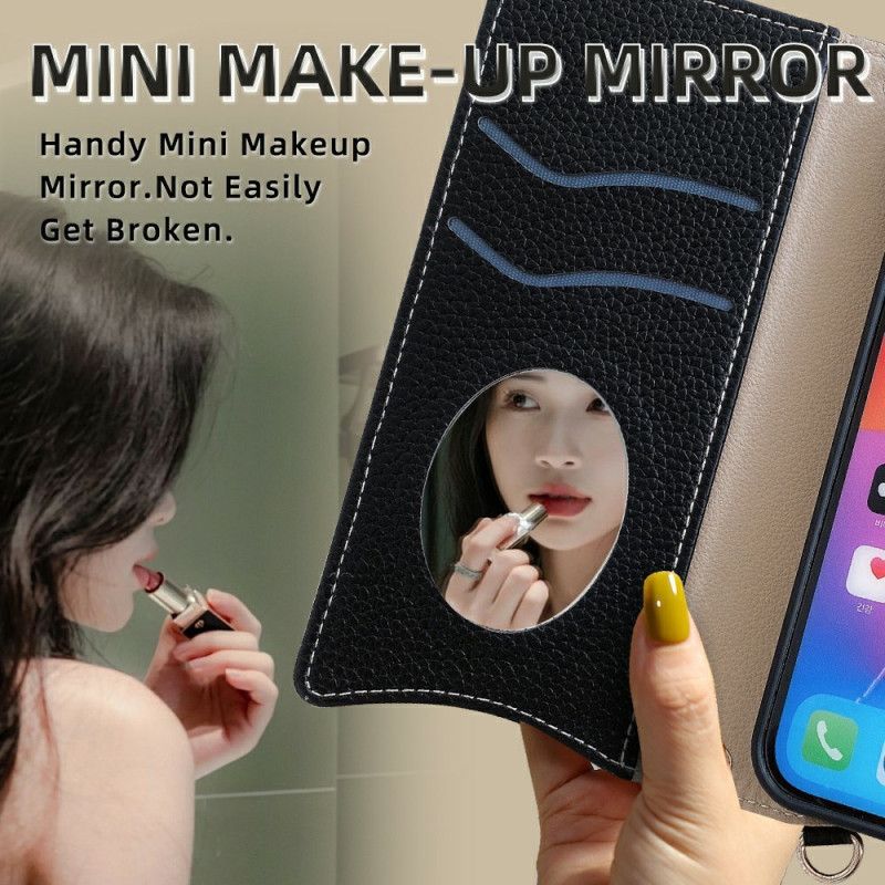 Lærdeksel Folio Deksel Samsung Galaxy S25 Ultra 5g Mobildeksel Lommebok Og Kjede