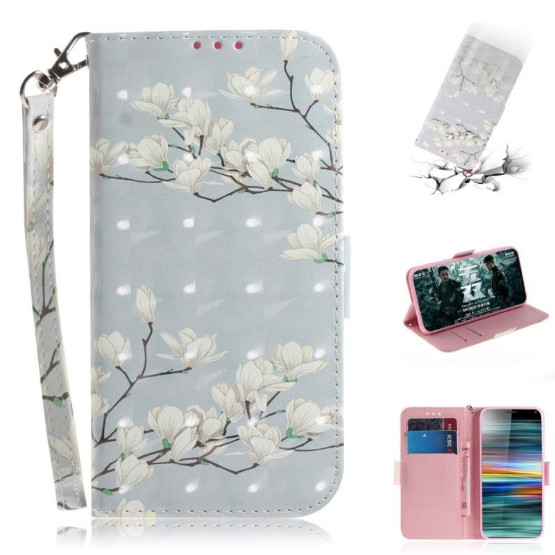 Folio Deksel for Sony Xperia 10 Blomstrende Tre Med Tanga