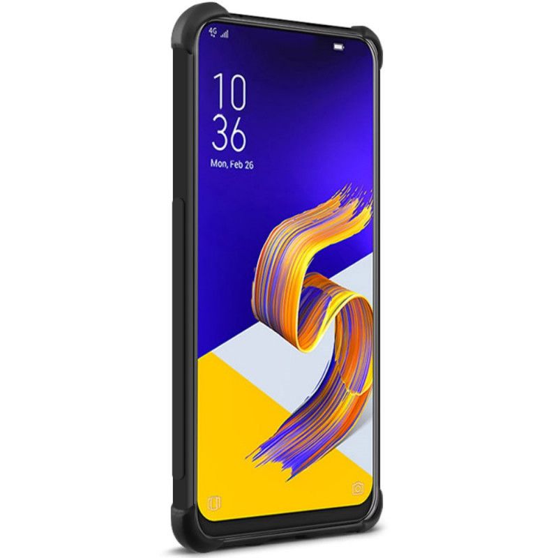 Deksel Asus ZenFone 6 Svart Fleksibel Silikon Med Imak Skjermfilm Beskyttelse