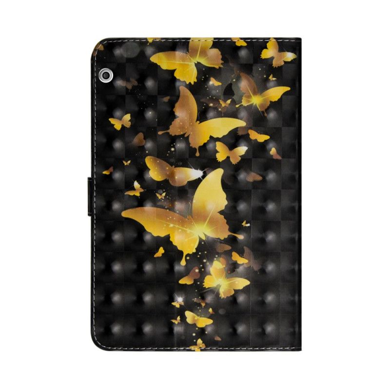 Folio Deksel Huawei MediaPad T3 10 Gule Sommerfugler Anti-fall
