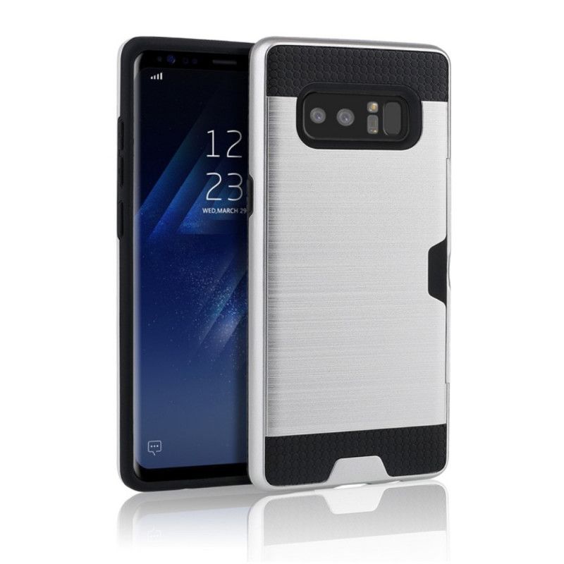 Deksel Samsung Galaxy Note 8 Sølv Mobildeksel Børstet Kortholder