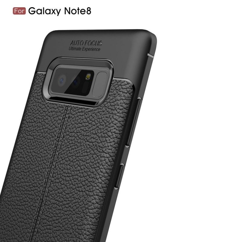 Deksel Samsung Galaxy Note 8 Svart Dobbeltlinjet Litchi-Effekt