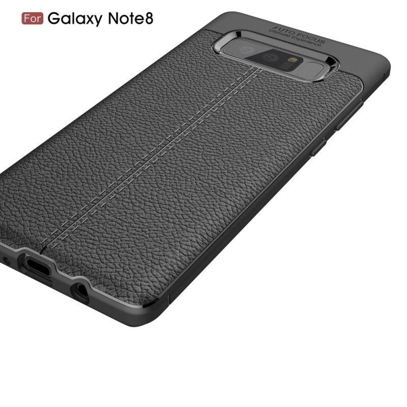 Deksel Samsung Galaxy Note 8 Svart Dobbeltlinjet Litchi-Effekt