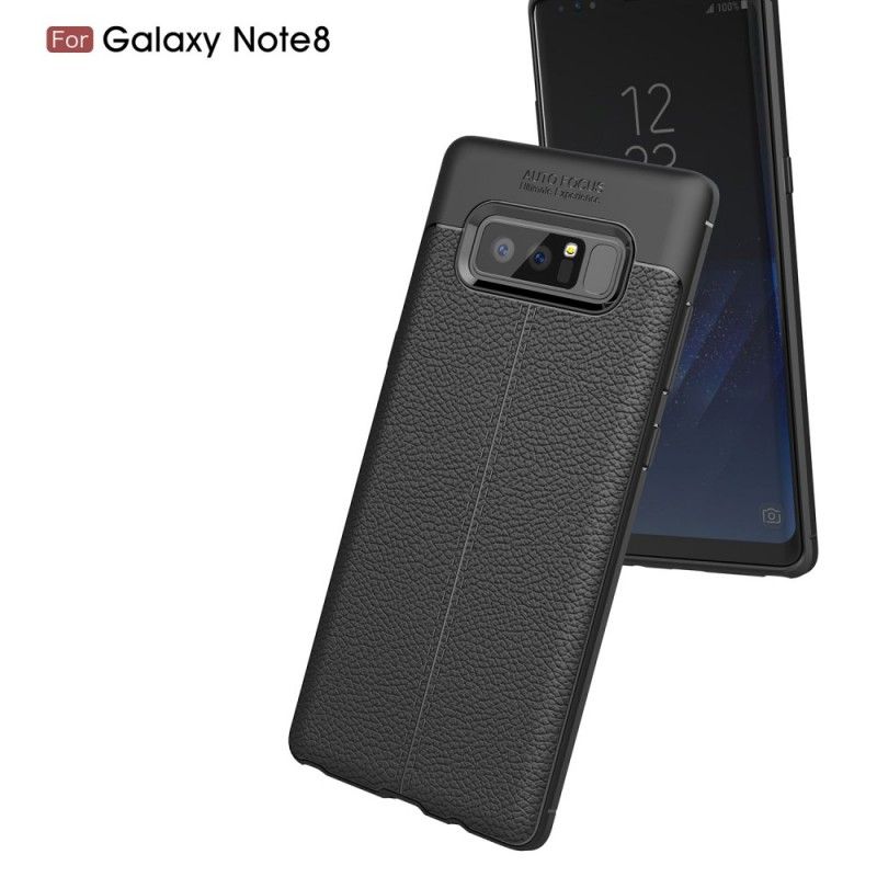 Deksel Samsung Galaxy Note 8 Svart Dobbeltlinjet Litchi-Effekt