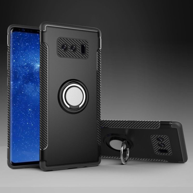 Deksel Samsung Galaxy Note 8 Svart Hybriddesign Med Ring