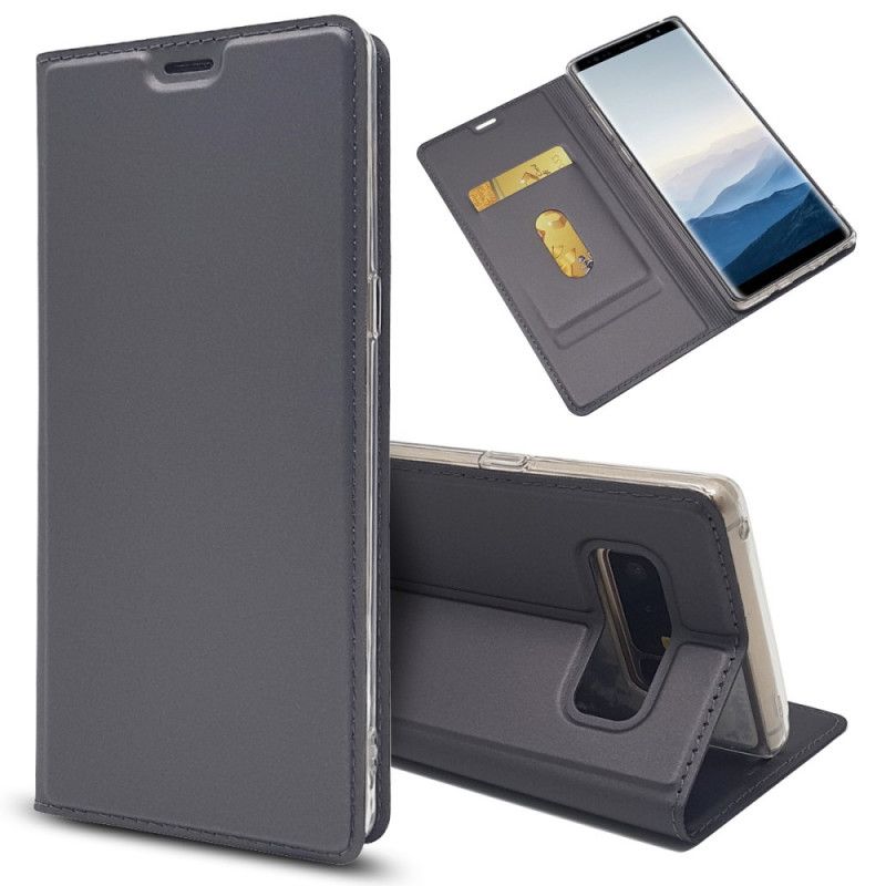 Folio Deksel Samsung Galaxy Note 8 Svart Premium Skinneffekt Anti-fall