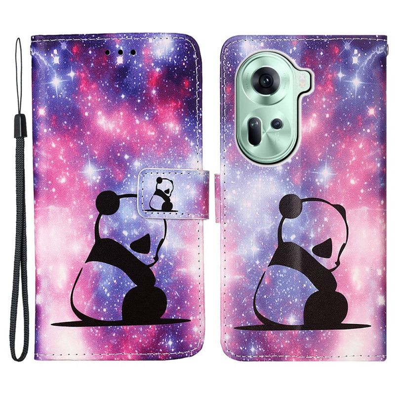Folio Deksel Oppo Reno 11 5g Baby Panda Med Stropp