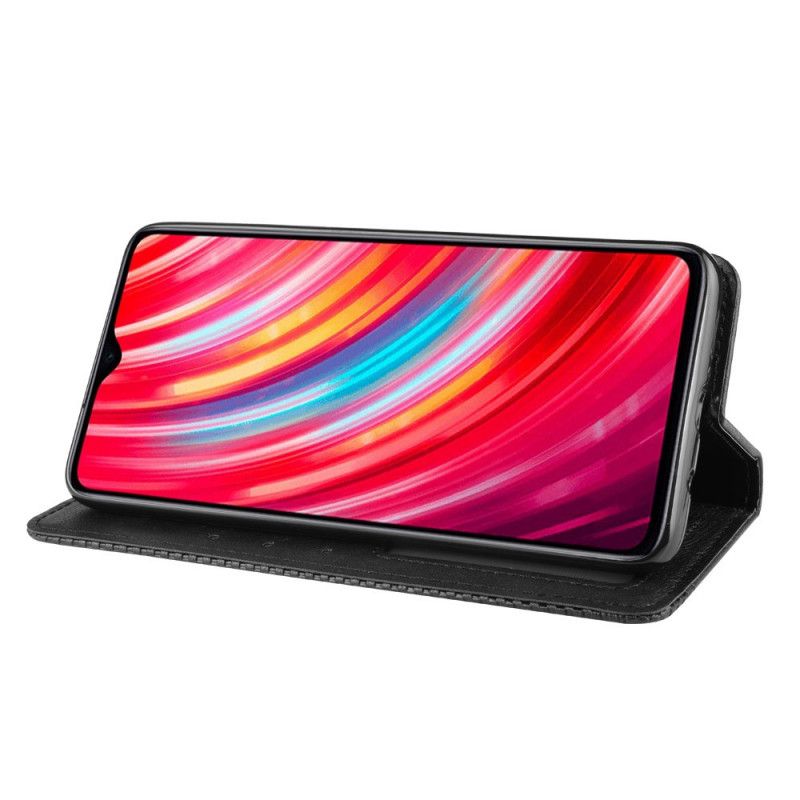 Folio Deksel Xiaomi Redmi Note 8 Pro Svart Stilisert Vintage-Skinneffekt Anti-fall