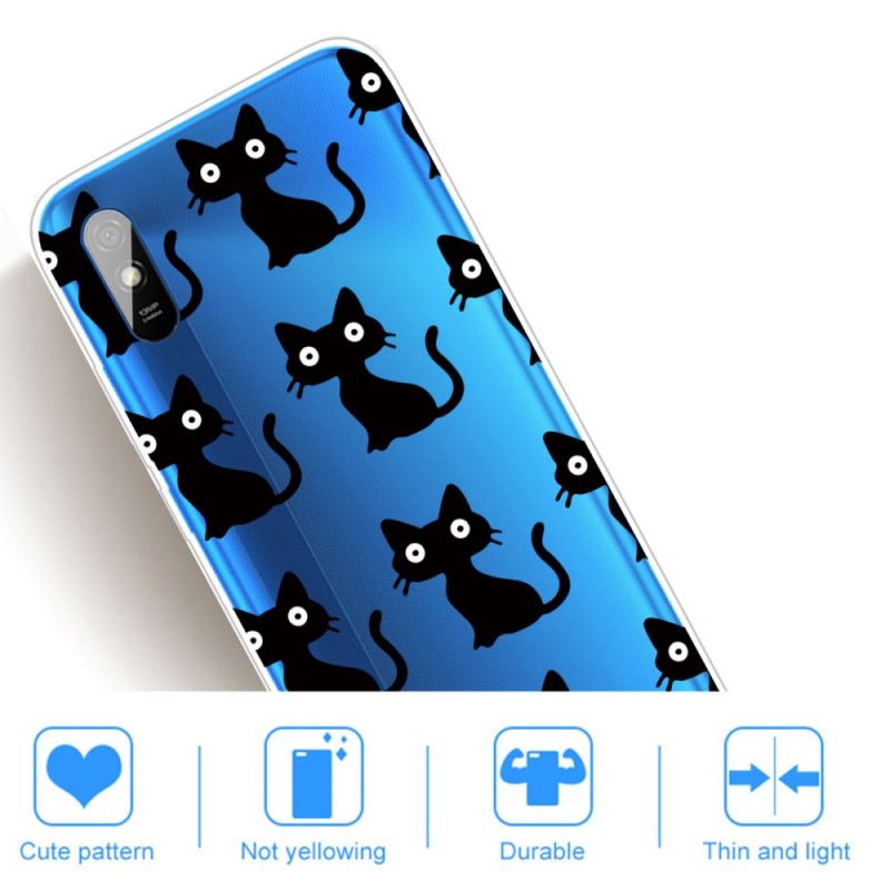 Deksel Xiaomi Redmi 9A Flere Svarte Katter