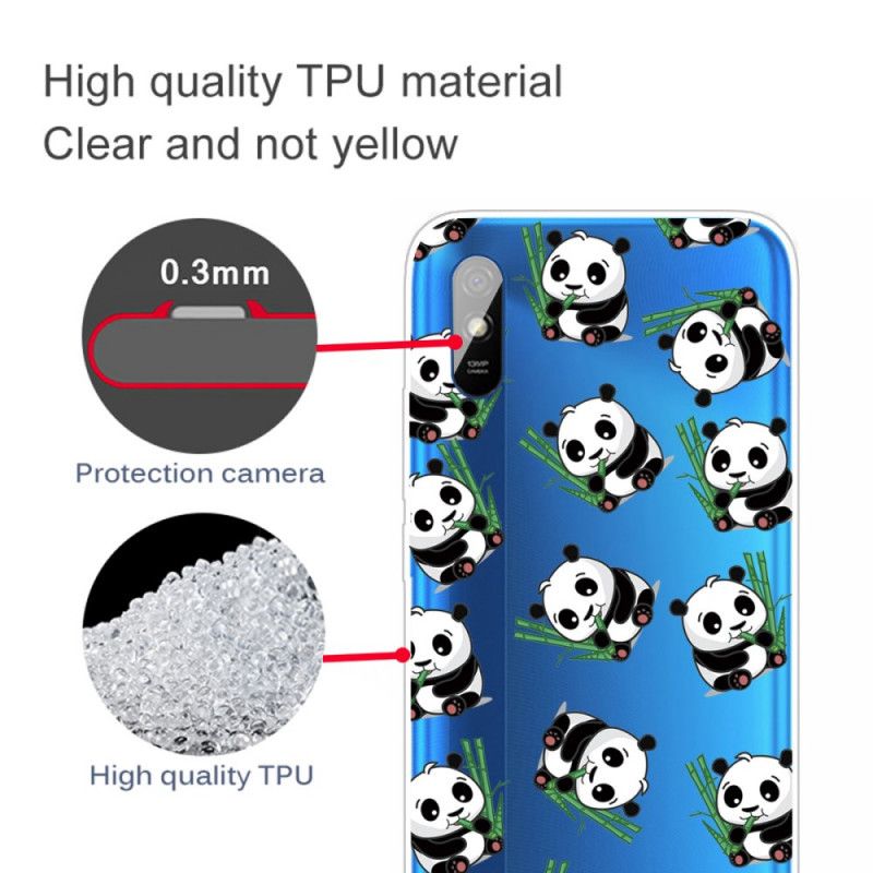 Deksel Xiaomi Redmi 9A Mobildeksel Små Pandaer