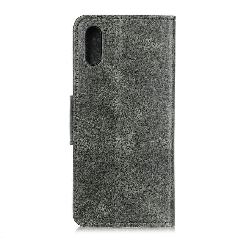 Folio Deksel Xiaomi Redmi 9A Svart Vendbar Lås I Skinneffekt Beskyttelse