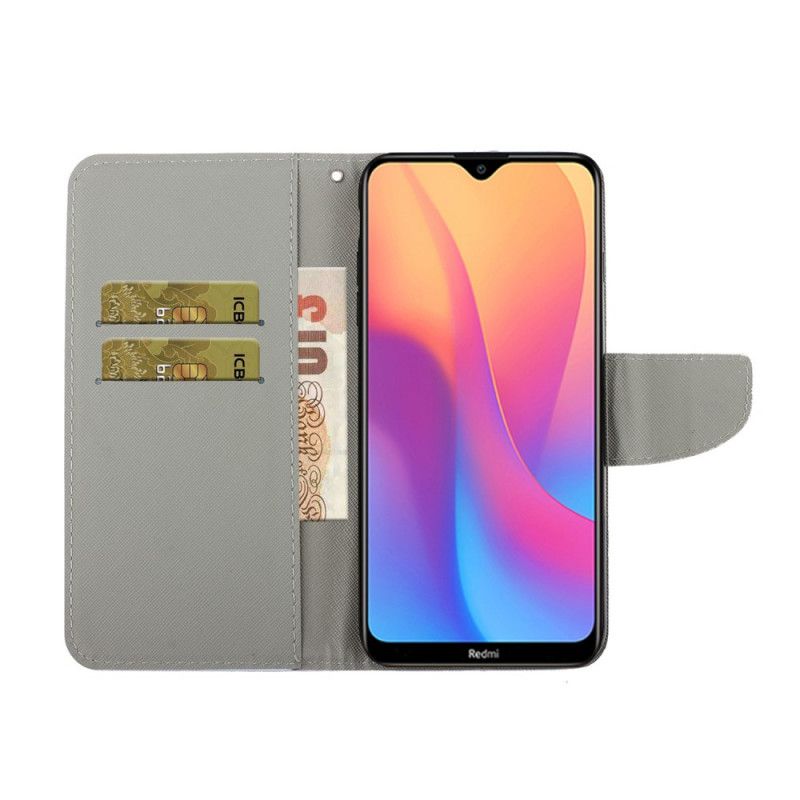 Lærdeksel Folio Deksel Xiaomi Redmi 9A Mobildeksel Slutter Aldri Å Drømme Marine Med Tanga