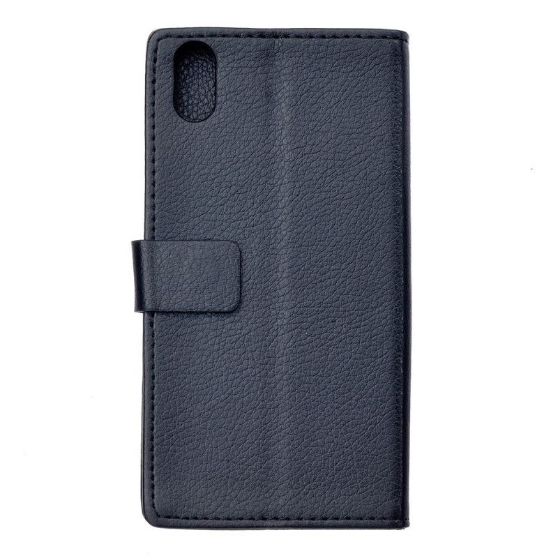 Lærdeksel Folio Deksel Xiaomi Redmi 9A Svart Mobildeksel Strukturert Litchi