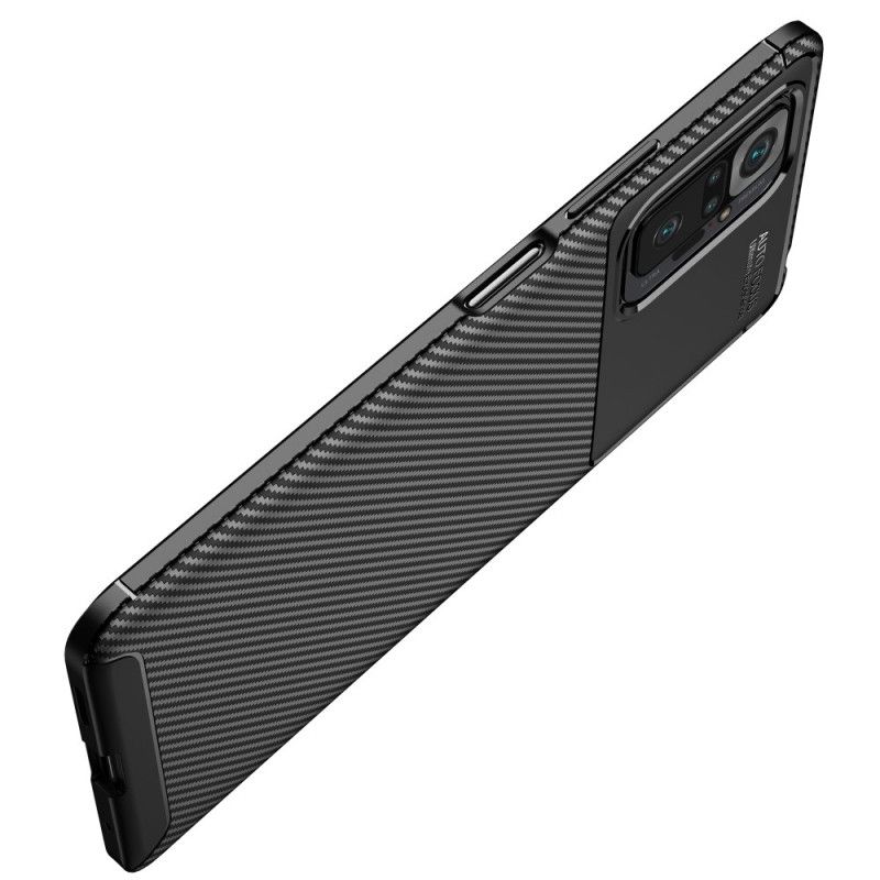 Deksel for Xiaomi Redmi Note 10 Pro Svart Fleksibel Karbonfibertekstur