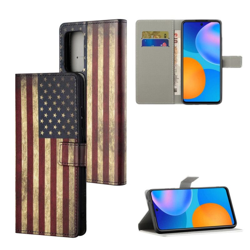 Lærdeksel Folio Deksel Xiaomi Redmi Note 10 Pro Mobildeksel Amerikansk Flagg