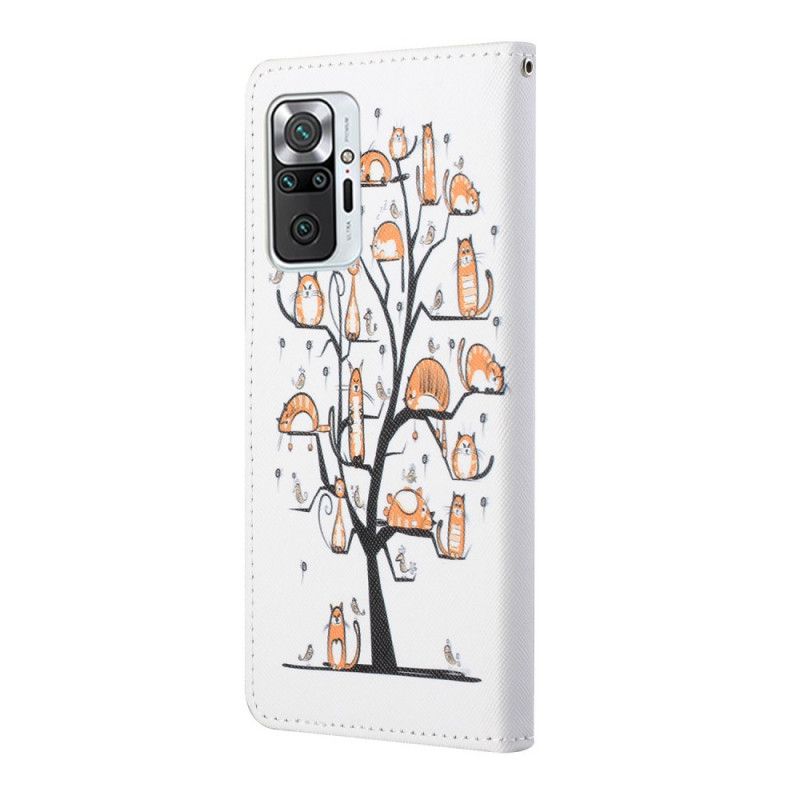 Lærdeksel Folio Deksel Xiaomi Redmi Note 10 Pro Mobildeksel Funky Tanga Katter