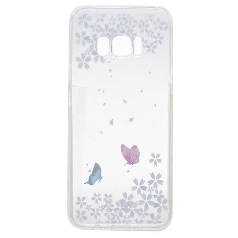 Deksel Samsung Galaxy S8 Gjennomsiktige Sommerfugler Og Blomster Anti-fall