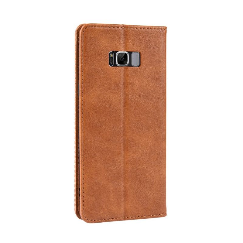Folio Deksel Samsung Galaxy S8 Svart Stilisert Vintage-Skinneffekt Beskyttelse