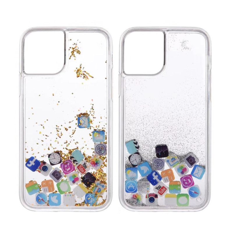 Deksel for iPhone 11 Pro Sølv Glitter-Appikoner