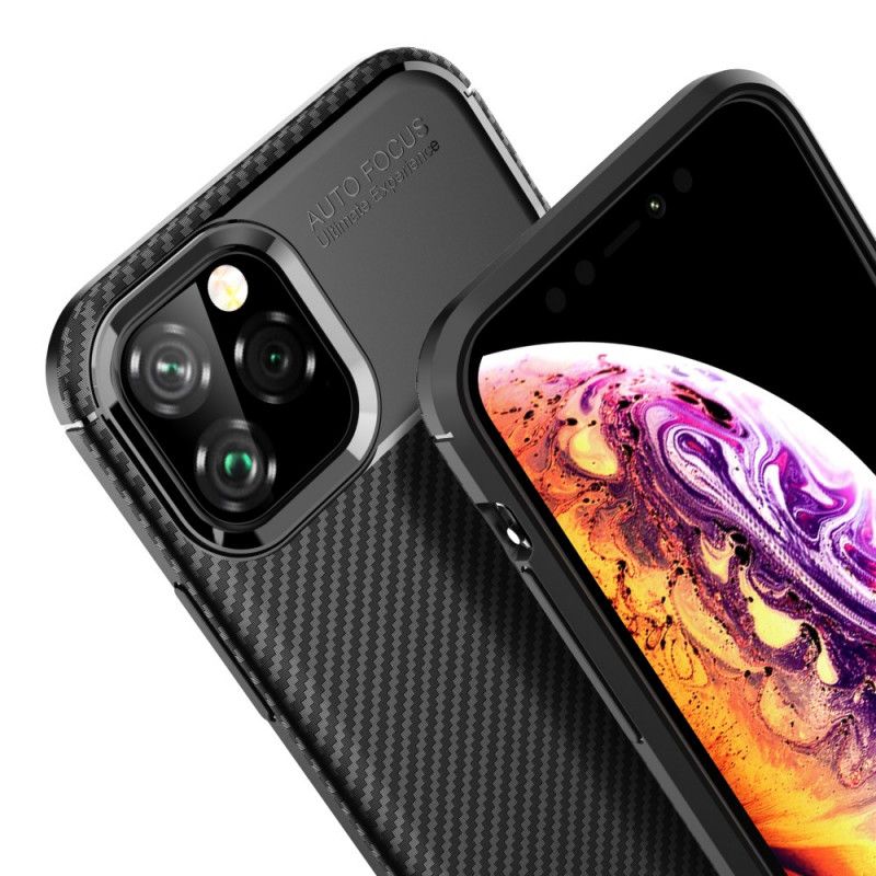 Deksel iPhone 11 Pro Svart Fleksibel Karbonfibertekstur