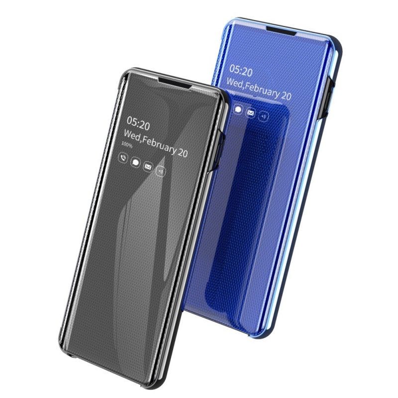 Visningsomslag iPhone 11 Pro Svart Speil Og Imitert Skinn
