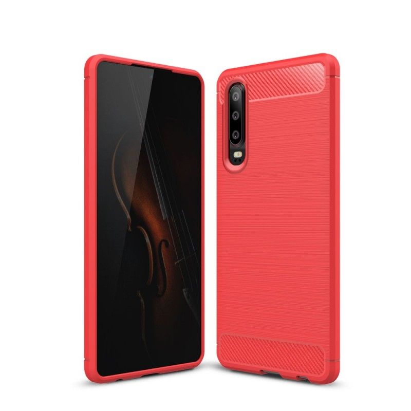 Deksel for Huawei P30 Svart Børstet Karbonfiber