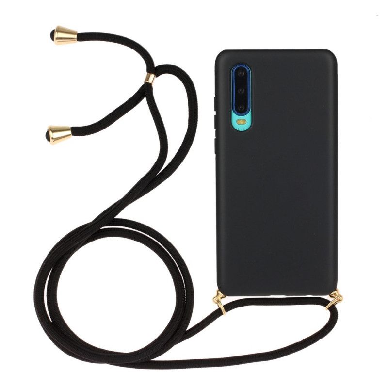 Deksel Huawei P30 Svart Silikon Med Farget Ledning