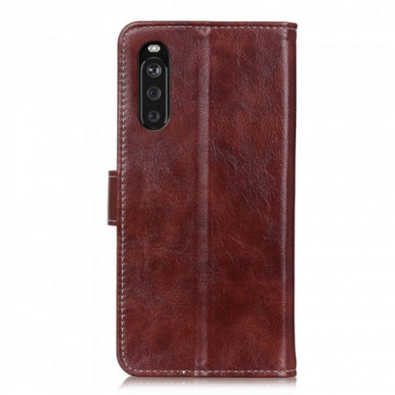 Folio Deksel Sony Xperia 10 Iii Skinnende Og Synlige Sømmer