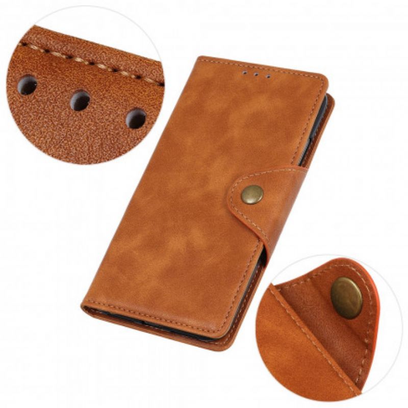 Folio Deksel Sony Xperia 10 Iii Vintage-faux Skinnknapp