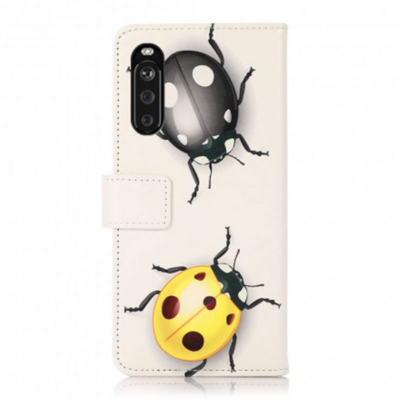 Lærdeksel Folio Deksel Sony Xperia 10 Iii Mobildeksel Ladybugs