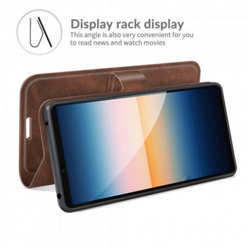 Lærdeksel Folio Deksel Sony Xperia 10 Iii Mobildeksel Slank Ekstrem Skinneffekt
