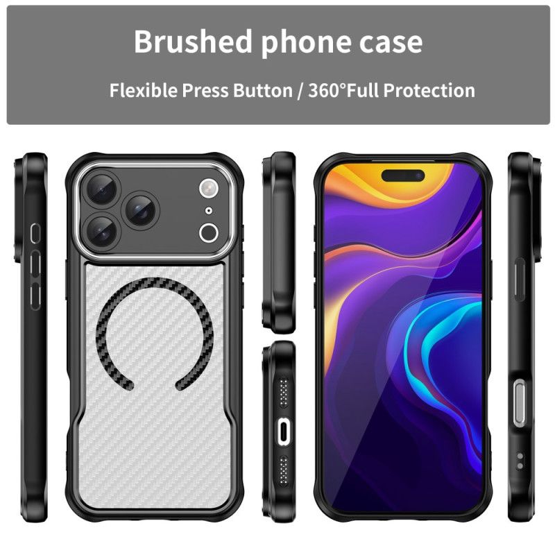 Deksel iPhone 17 Pro Max Magsafe-kompatibel Gjennomsiktig Karbonfiber