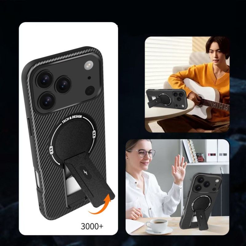 Deksel iPhone 17 Pro Max Mobildeksel Karbonfibertekstur Med Støtte