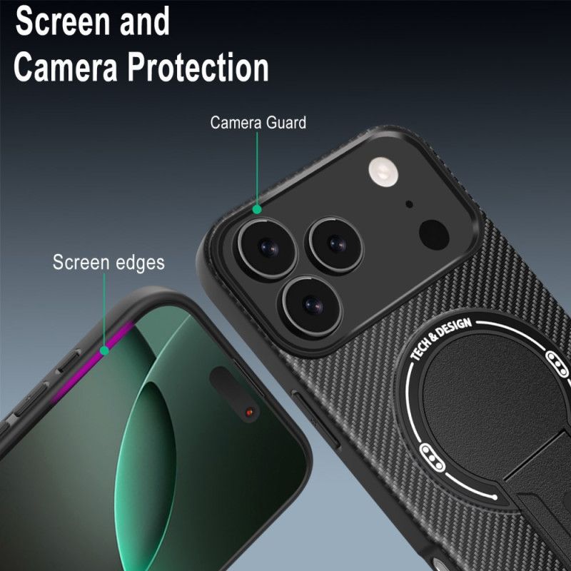 Deksel iPhone 17 Pro Max Mobildeksel Karbonfibertekstur Med Støtte