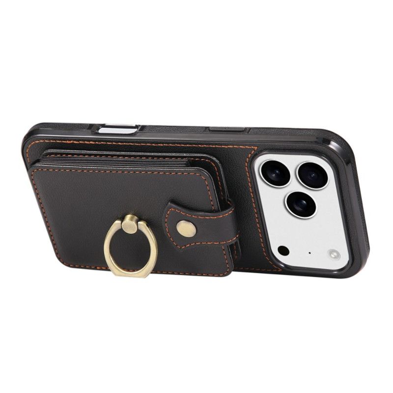 Deksel iPhone 17 Pro Max Mobildeksel Læreffekt Med Kortholder Og Håndleddsstropp