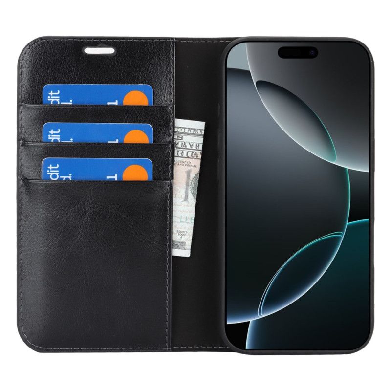 Folio Deksel iPhone 17 Pro Max Ekte Skinn Beskyttelse Deksel