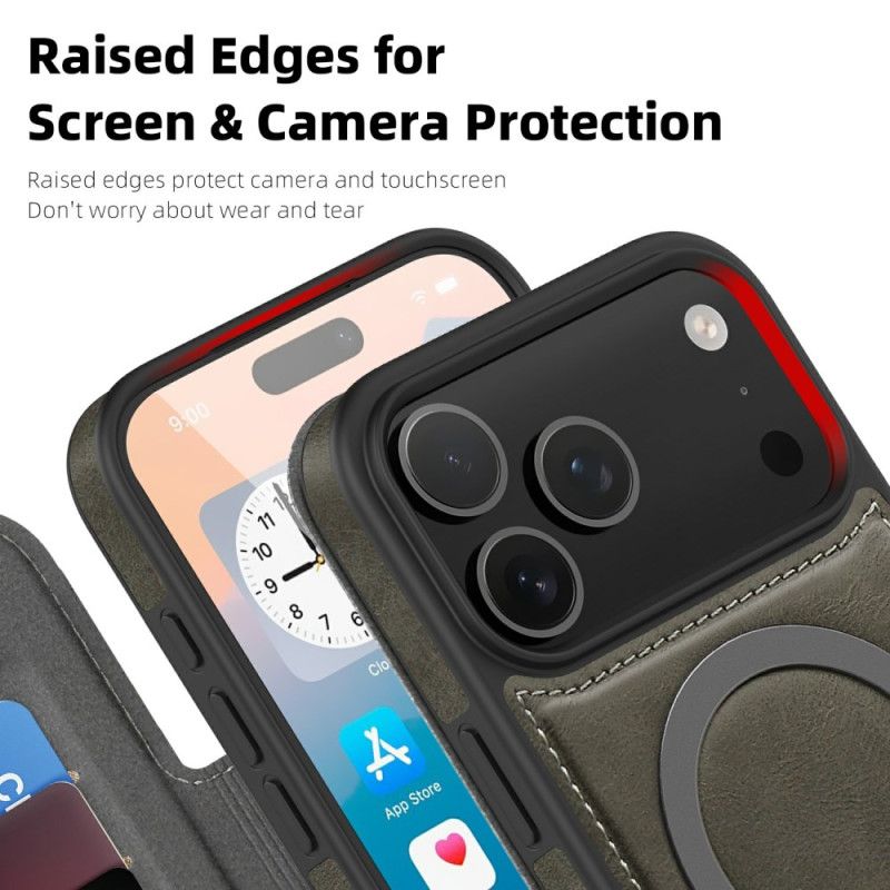 Folio Deksel Lær iPhone 17 Pro Max Magsafe-kompatibel Med Rfid-kortholder