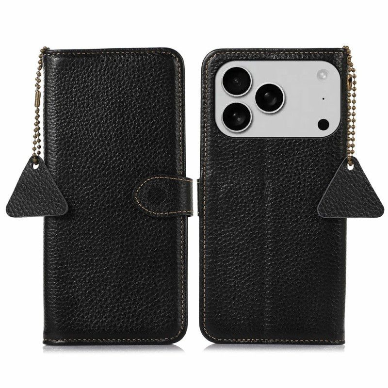 Folio Deksel Til iPhone 17 Pro Max Rfid Teksturert Litchi Skinn