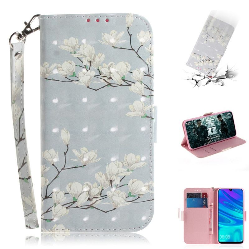 Folio Deksel Huawei P Smart 2019 Blomstrende Tre Med Tanga Beskyttelse