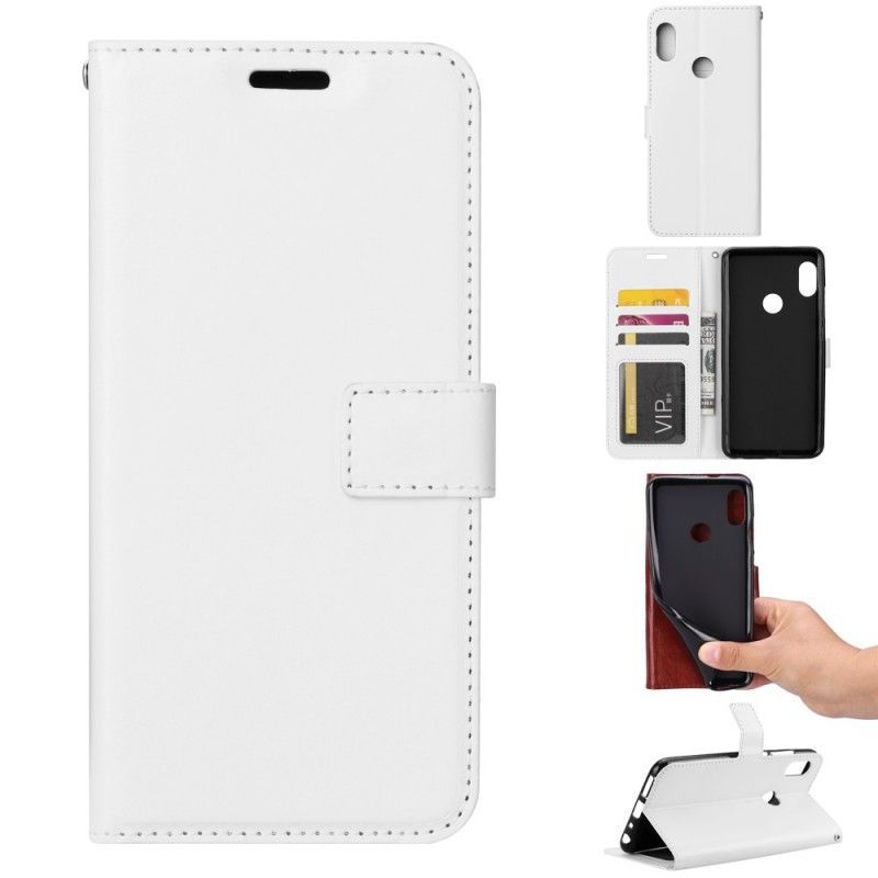 Lærdeksel Folio Deksel Huawei P Smart 2019 Svart Mobildeksel Klasse Skinneffekt
