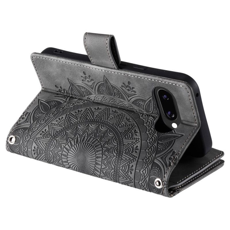 Folio Deksel Google Pixel 10a Lommebok Med Mandala-effekt I Semsket Skinn Beskyttelse Deksel