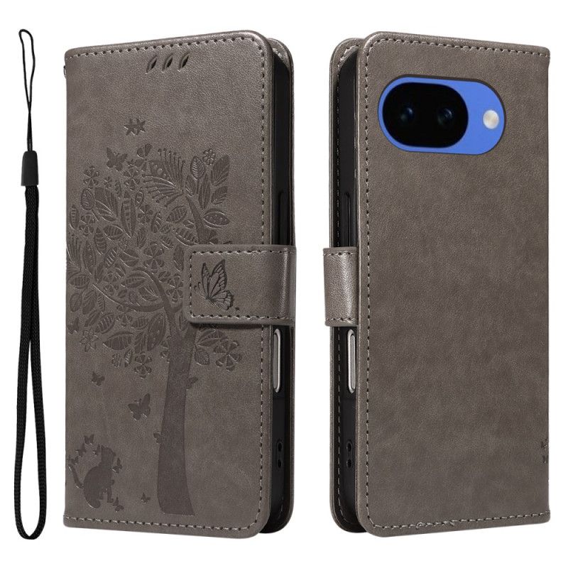 Lærdeksel Folio Deksel Google Pixel 10a Mobildeksel Katt Og Tre