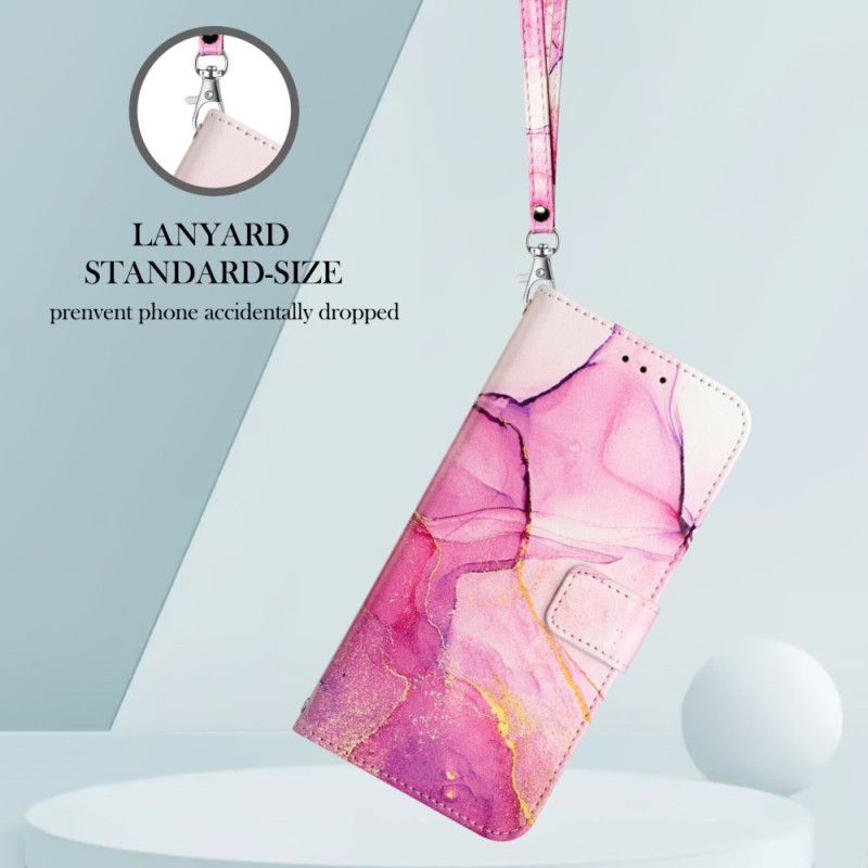 Lærdeksel Folio Deksel Google Pixel 10a Mobildeksel Marmormønster Med Stropp