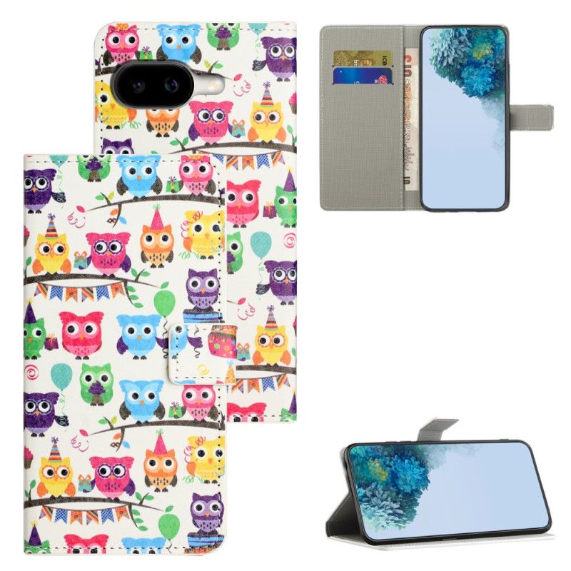 Lærdeksel Folio Deksel Google Pixel 10a Mobildeksel Uglemønster