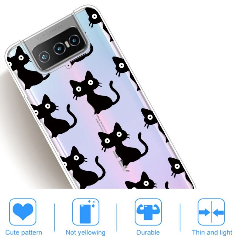 Deksel Asus Zenfone 7 / 7 Pro Flere Svarte Katter