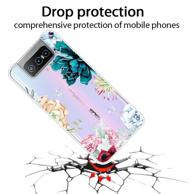 Deksel Asus Zenfone 7 / 7 Pro Gjennomsiktige Akvarellblomster Anti-fall